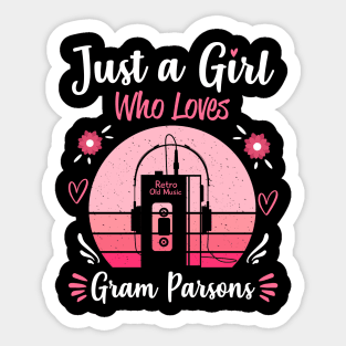 Just A Girl Who Loves Gram Parsons Retro Headphones Sticker